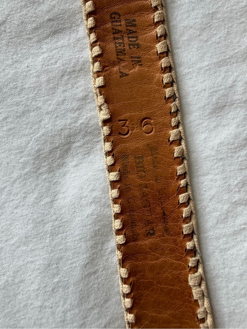 Vintage Southwest Guatemala Tooled Leather Belt Colorful Handmade Size 36 Boho - Picture 7 of 10